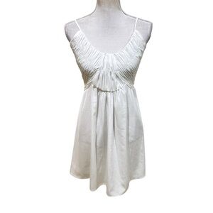 Chelsea28 White ruched back Smocked mini sun Dress spaghetti strap extra small
